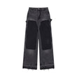 Retro Raw Edges Design Stitching Patchwork Straight Slimming Trousers